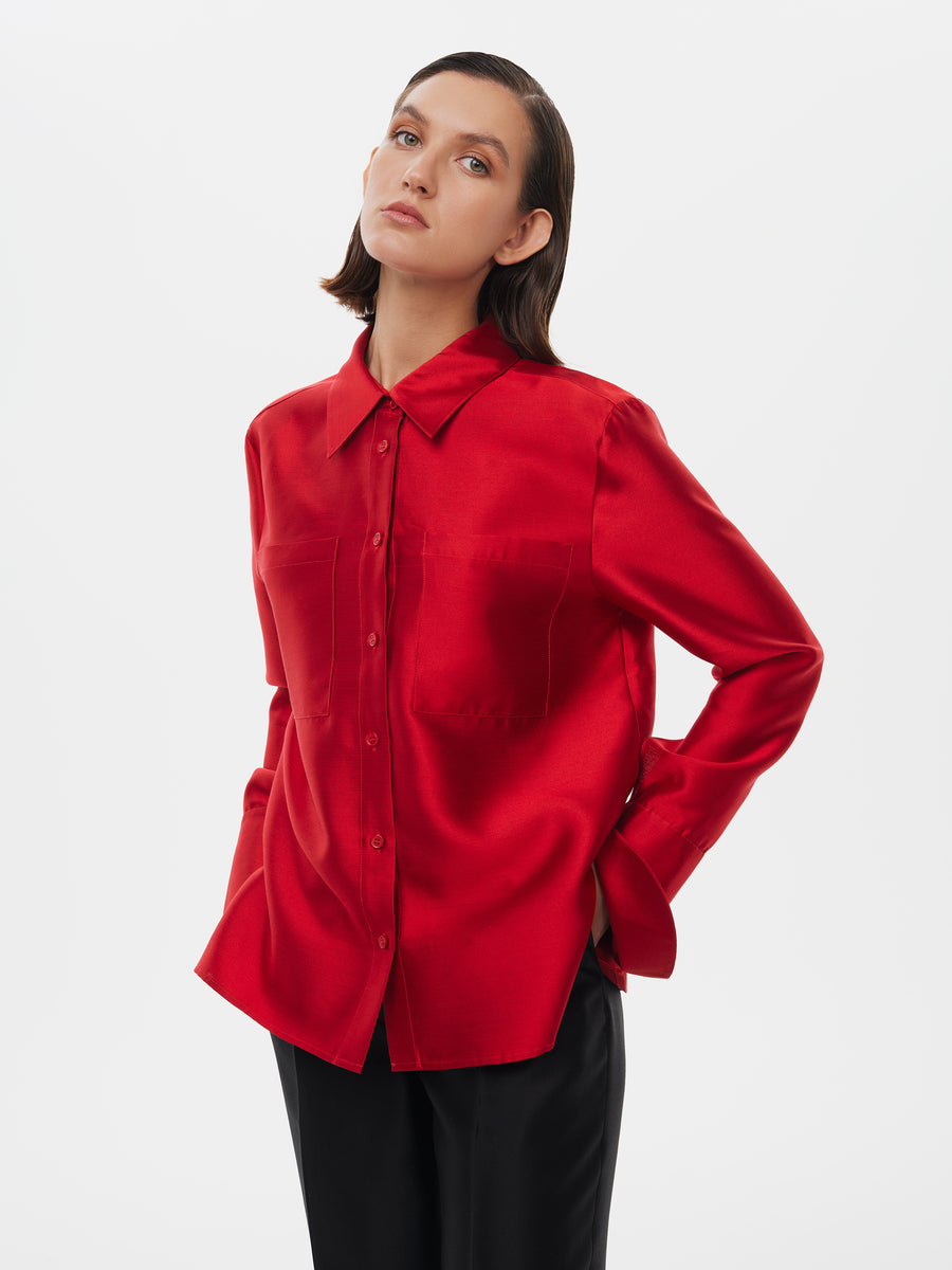 silk red dress shirt Barry.Wang Mens Red Paisley Dress Shirt Silk Casual Party Long Sleeve Shirt, M