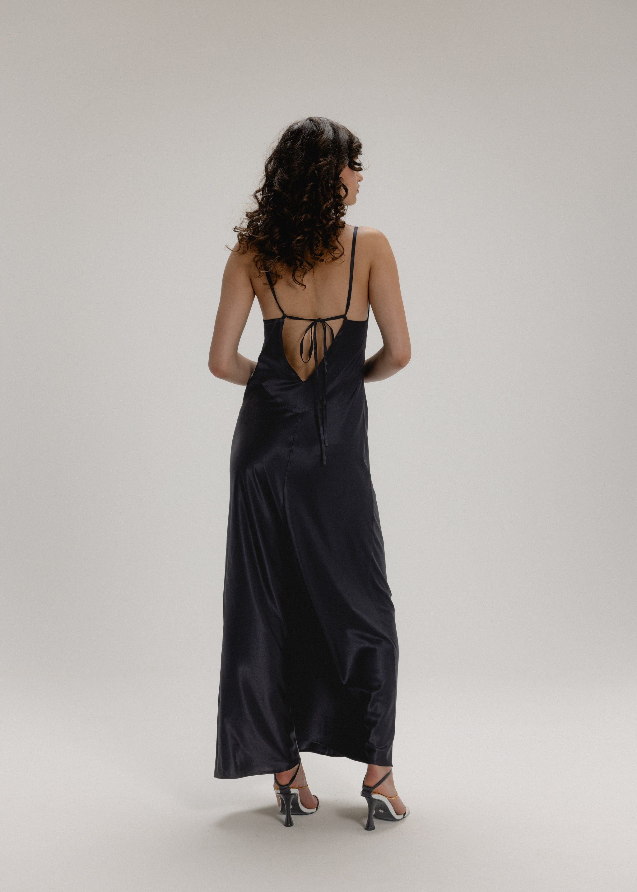 Maxi Silk Slip Dress in Black – Alas Silk