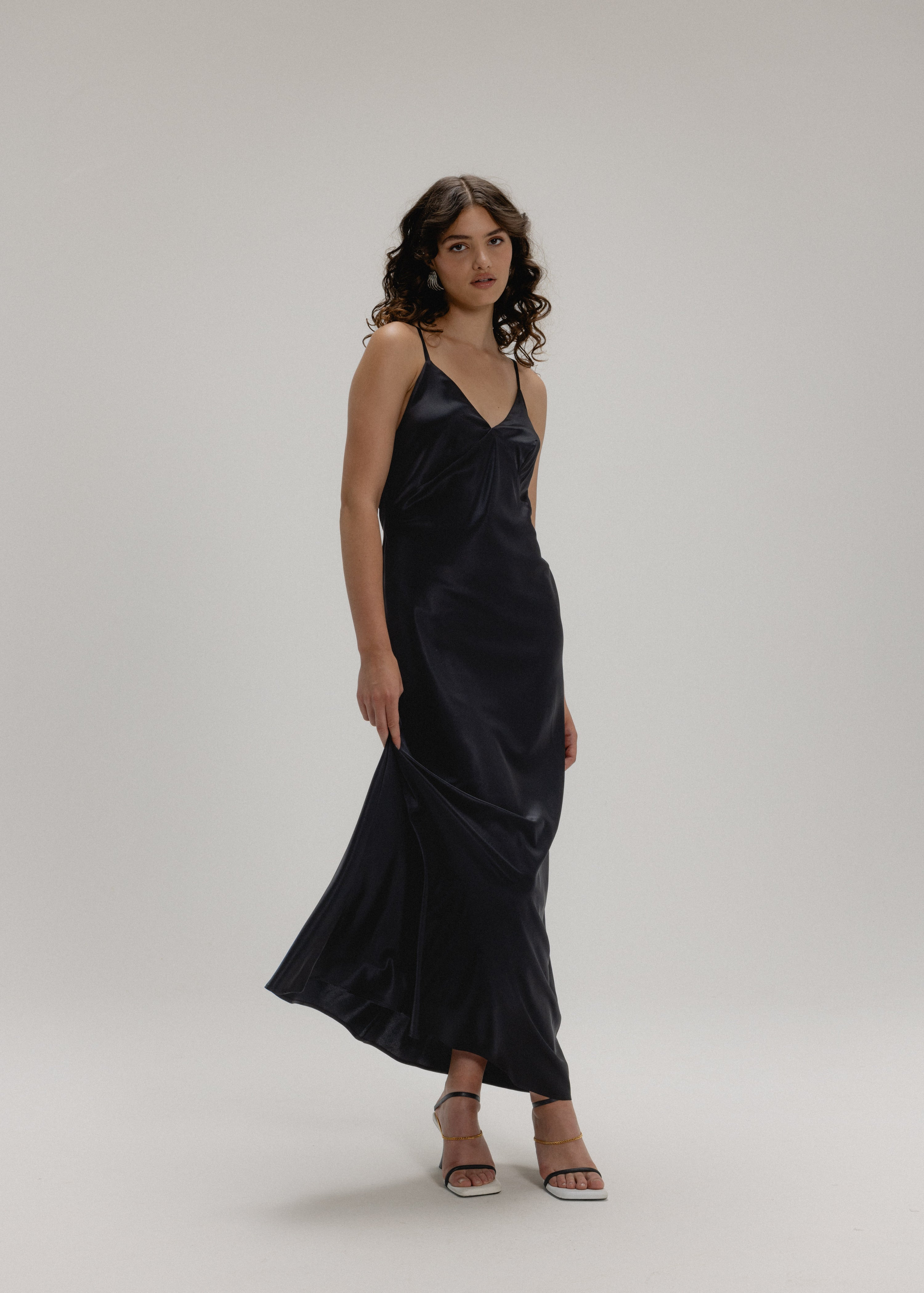 Maxi Silk Slip Dress in Black Alas Silk Maxi Silk Slip Dress in Black Alas Silk