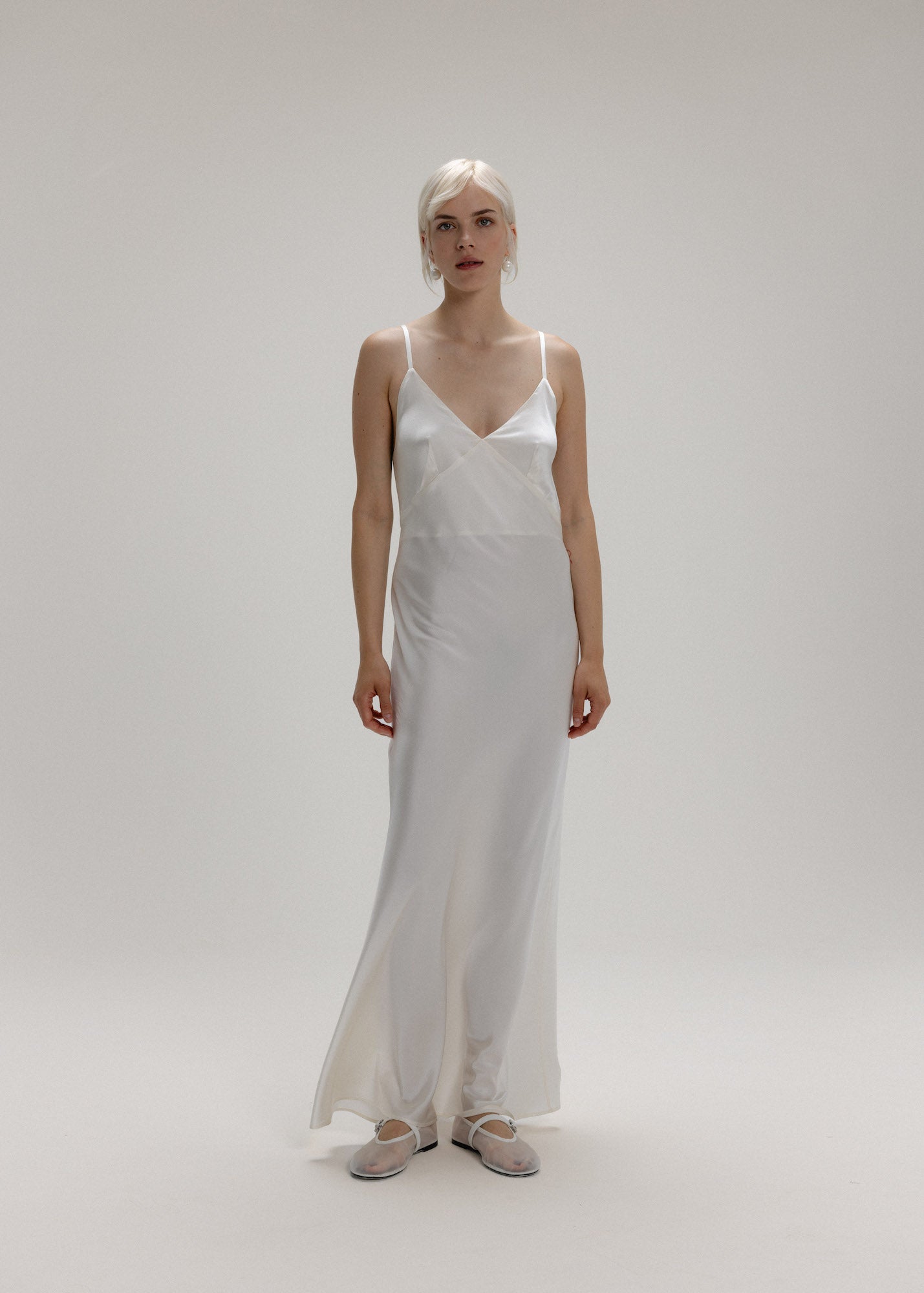 Maxi Silk Slip Dress in Milk White – Alas Silk