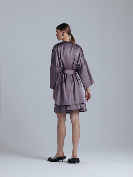 Women's Silk Dressing Gown 'Muse' in Noble Purple  