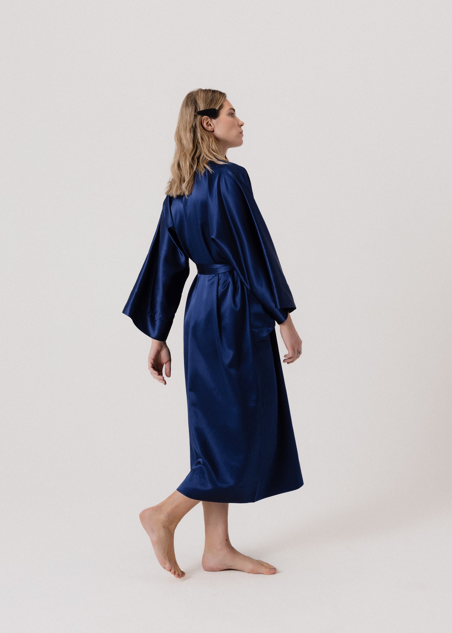 Back view Silk Kimono Royal Blue 