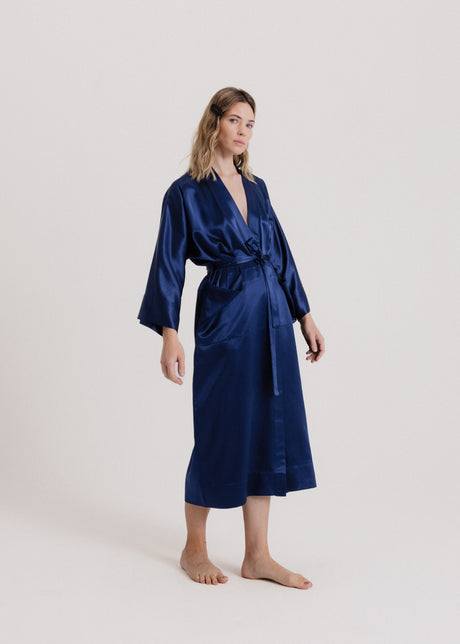 Front view Silk Kimono Royal Blue