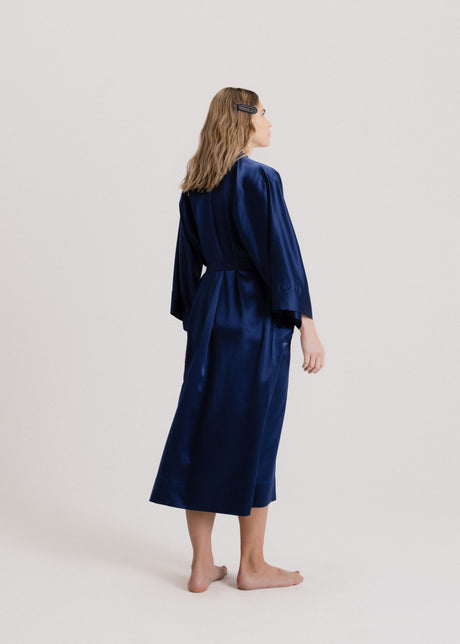 Silk kimono robes Royal Blue